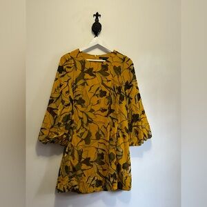 French Connection Mustard Floral Long Sleeve Dress